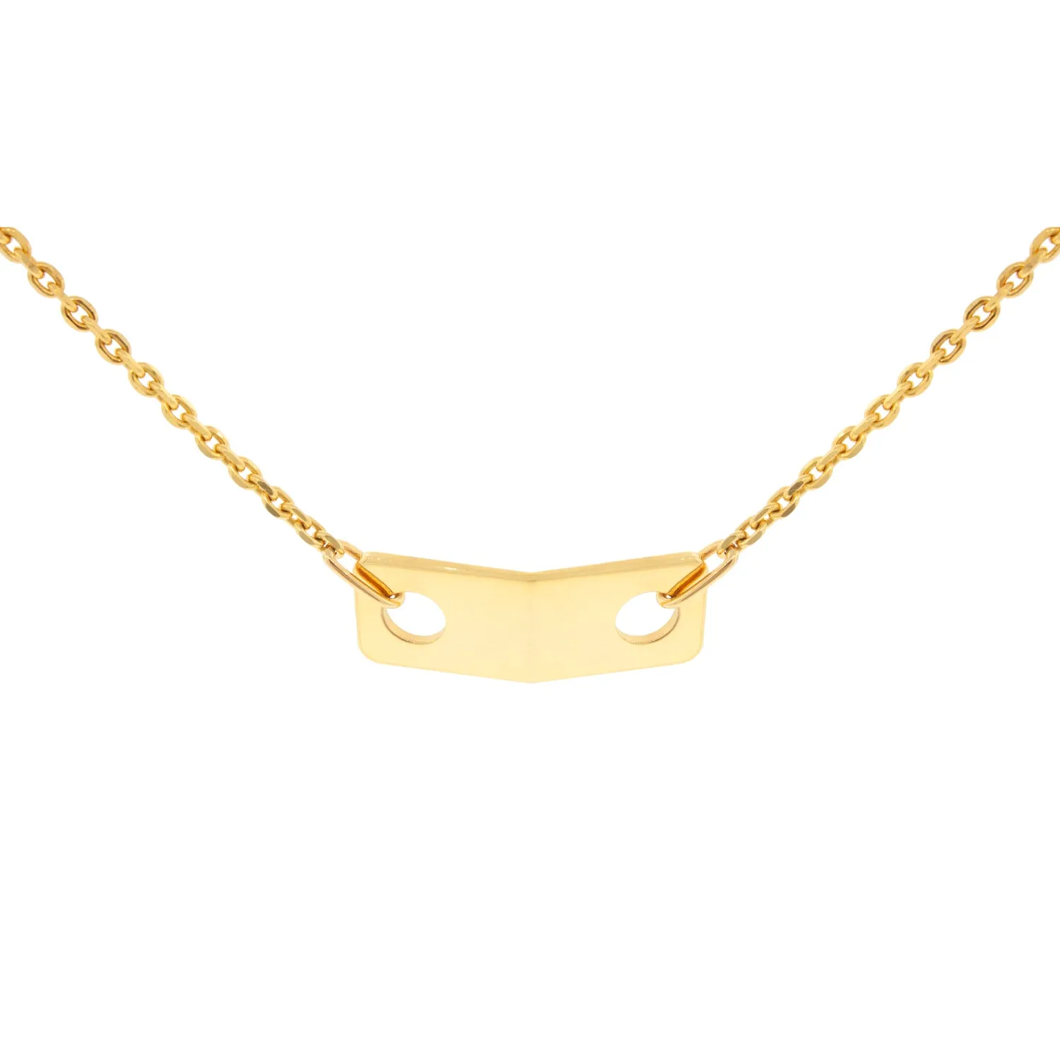 Gold Large Link ID Plate Choker Necklace