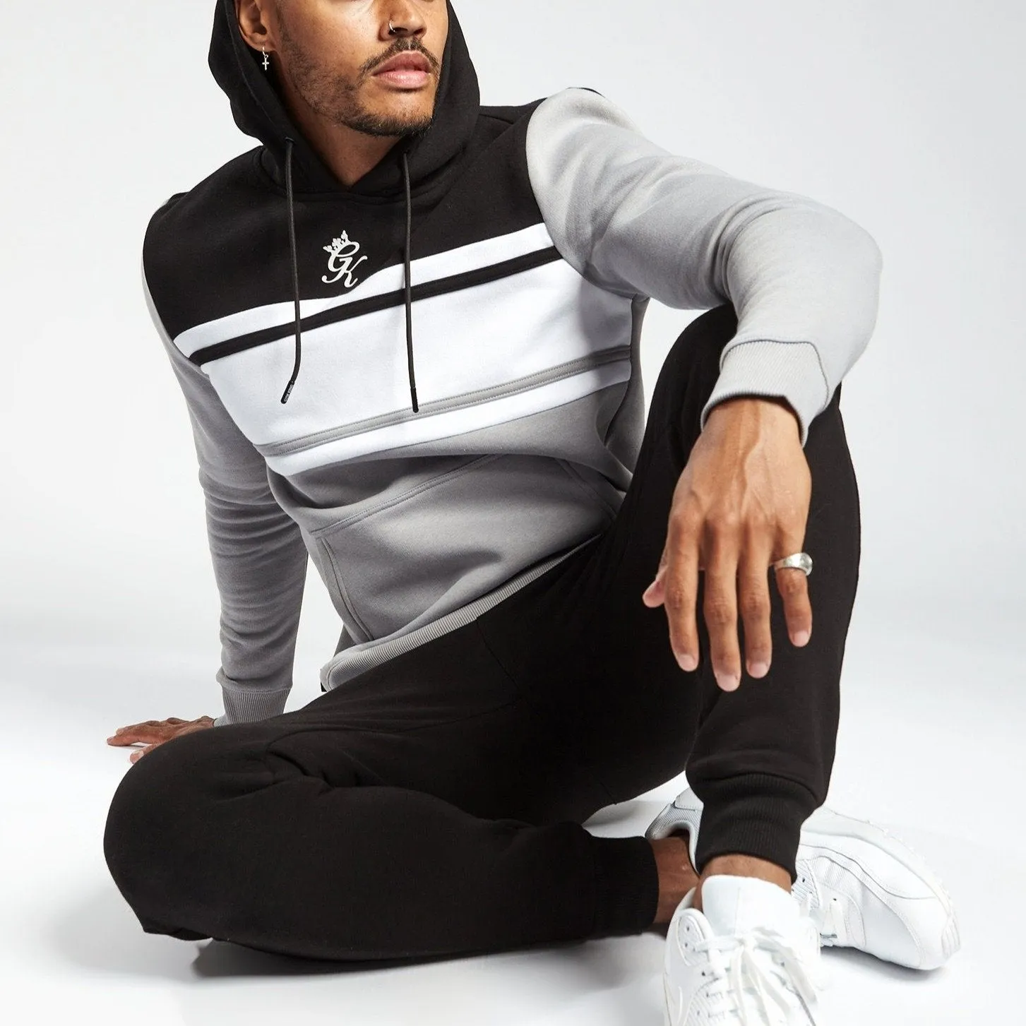 Gym King Jasper Overhead Hoodie - Black/Silver Grey