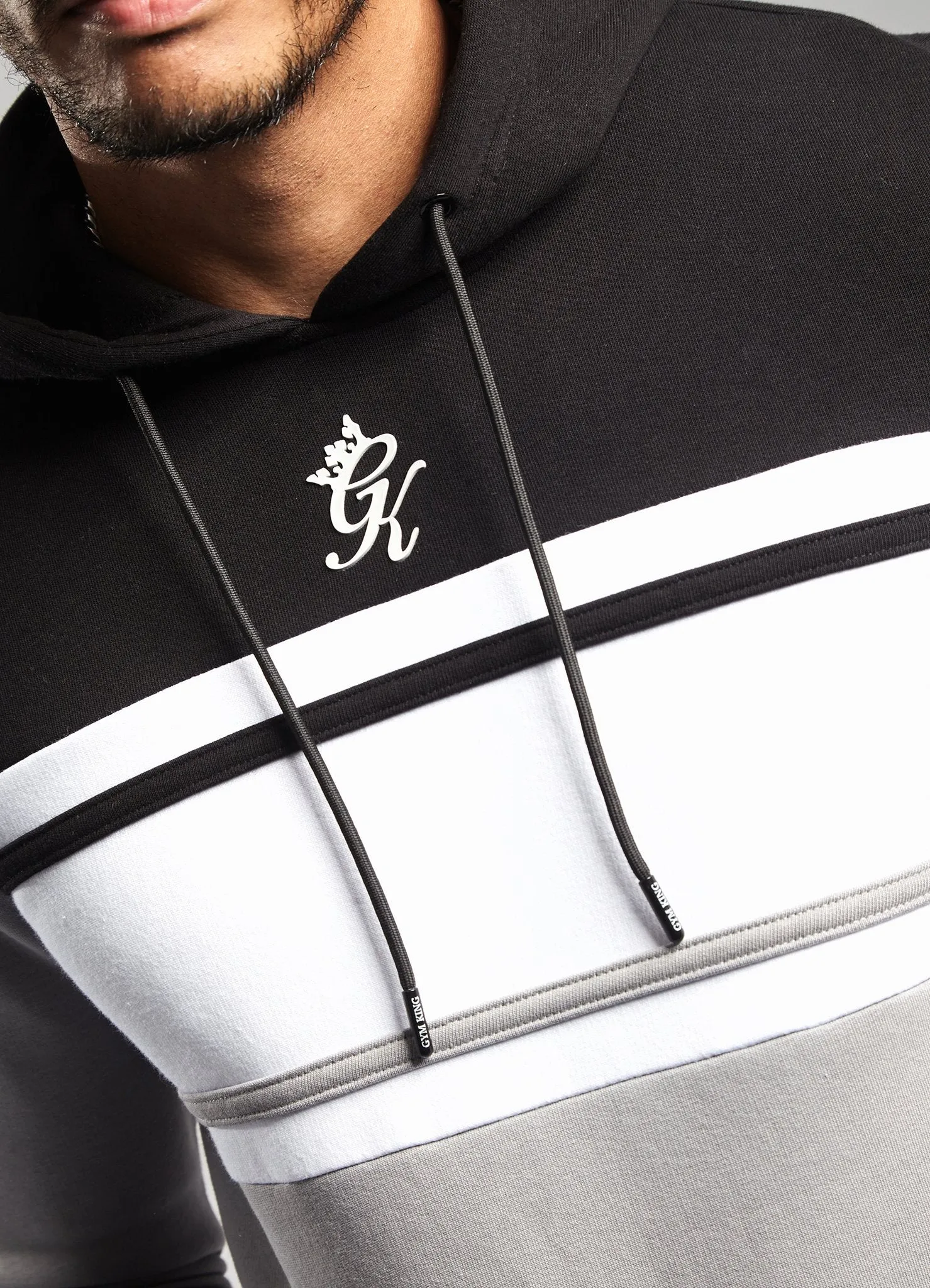 Gym King Jasper Overhead Hoodie - Black/Silver Grey