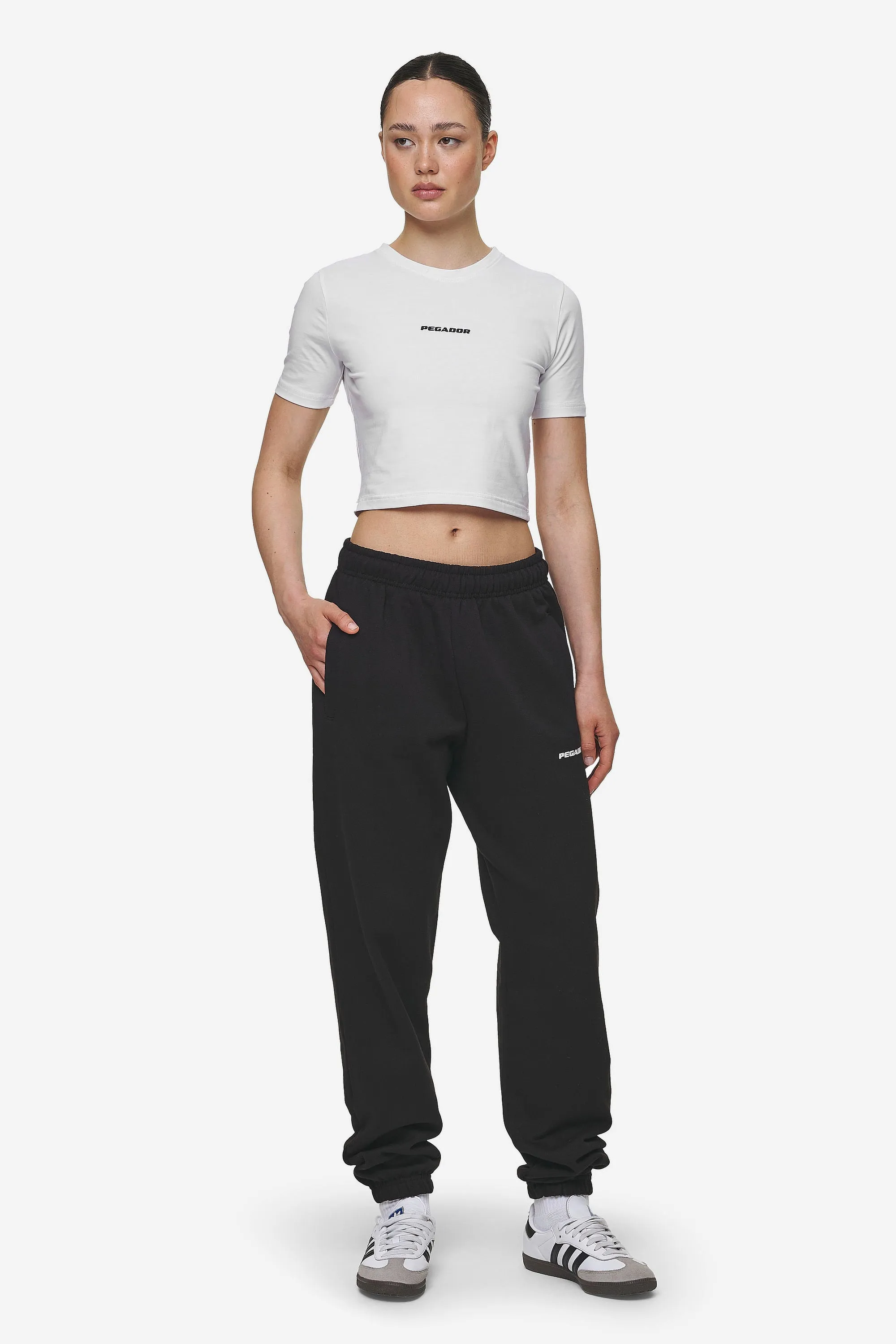 Ines Cropped Baby Tee White Black Gum