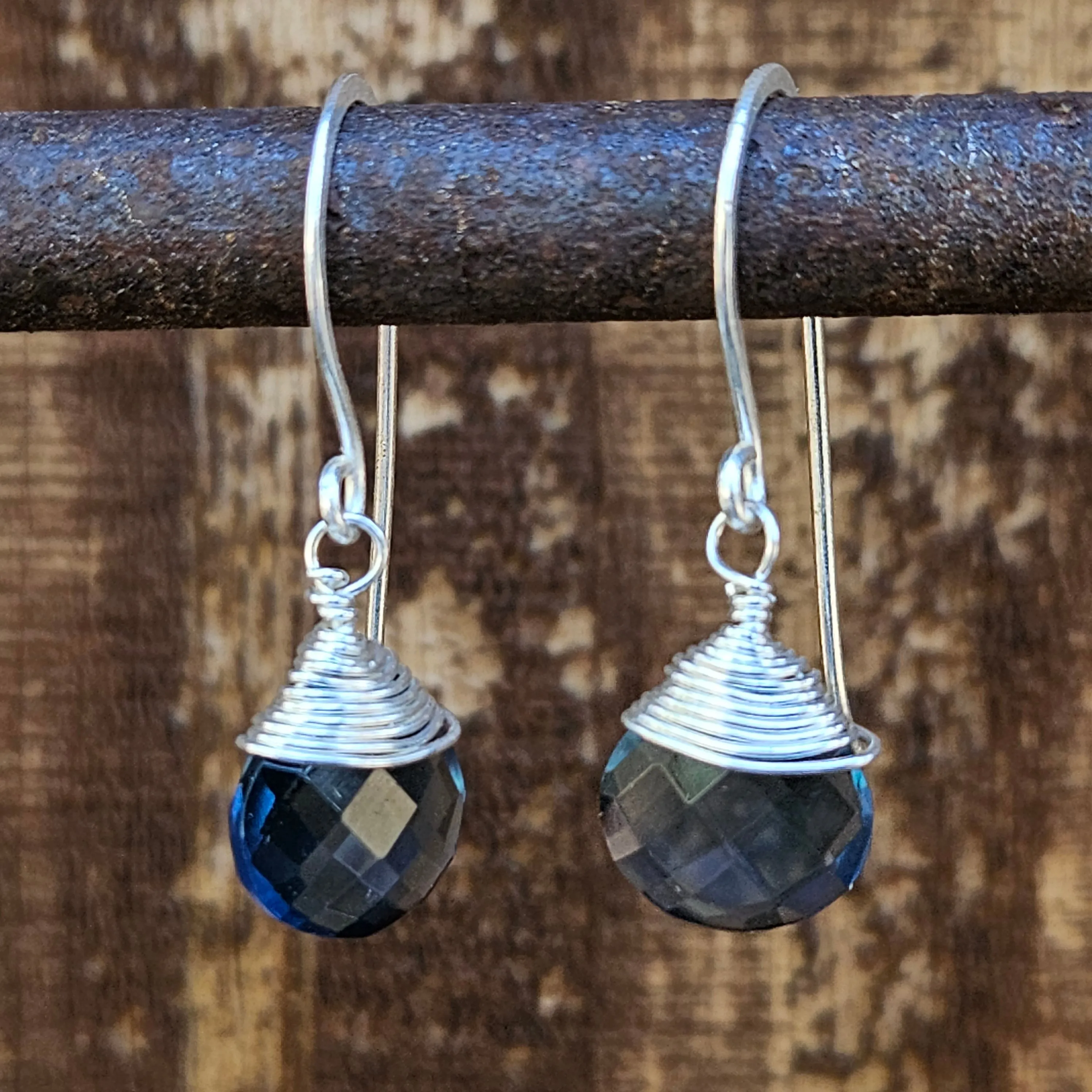 Iolite Radiant Raindrop Earrings - Silver