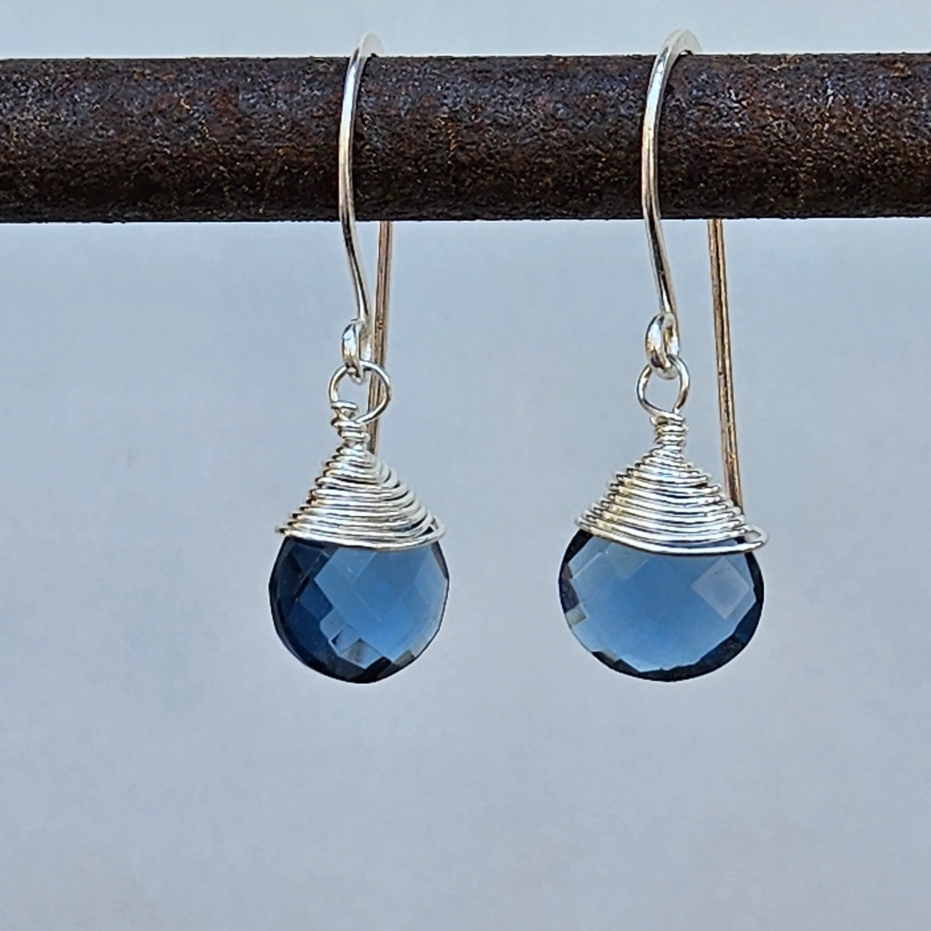 Iolite Radiant Raindrop Earrings - Silver