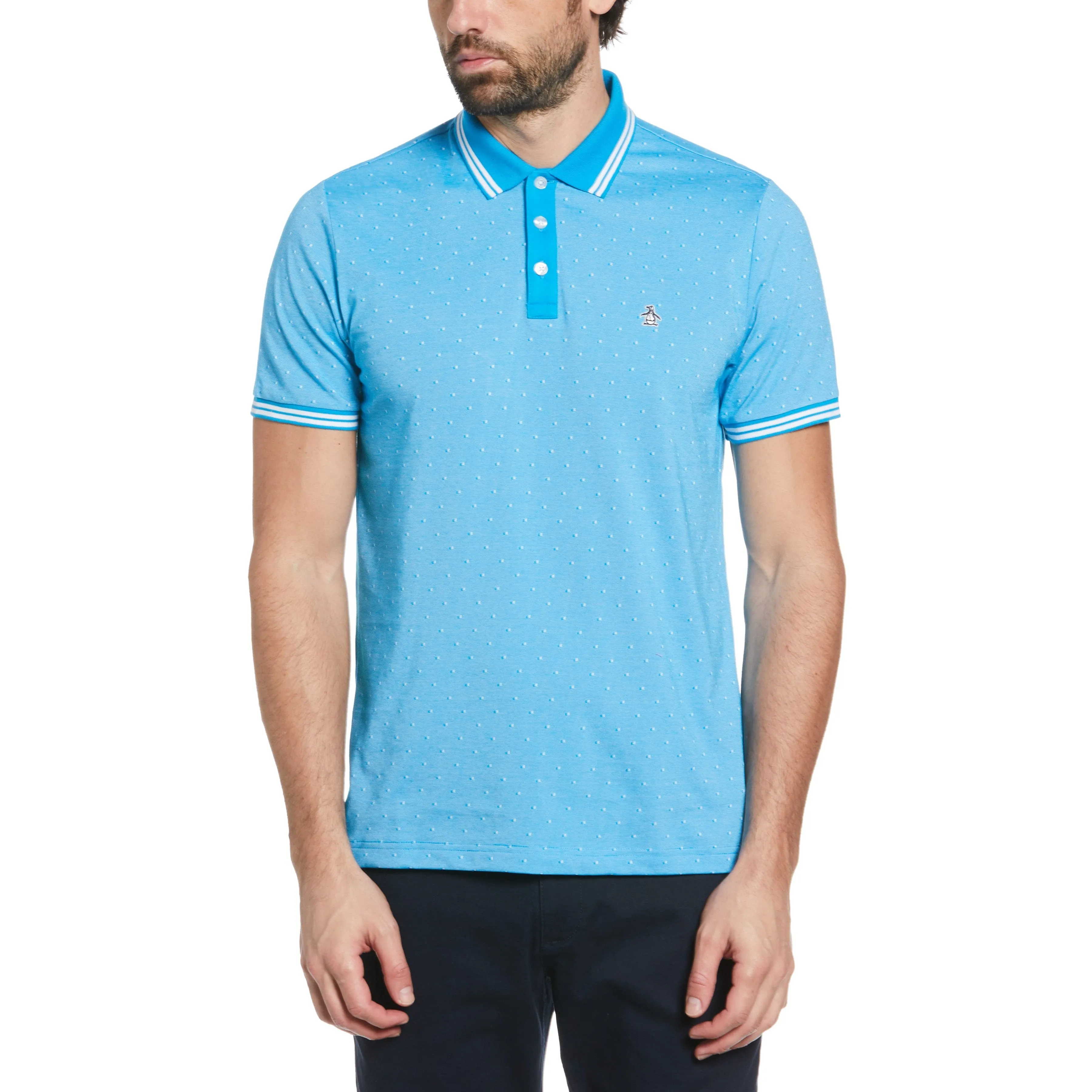 Jacquard Allover Dobby Print Polo