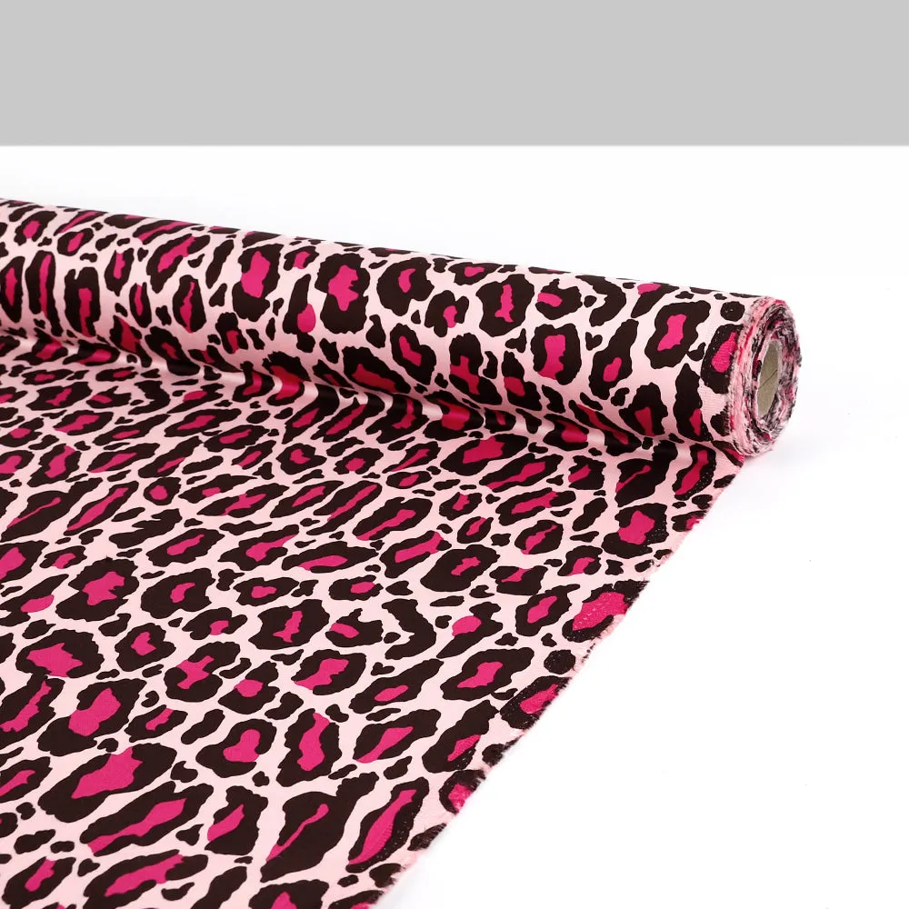 Leopard Stretch Cotton Sateen - Pink