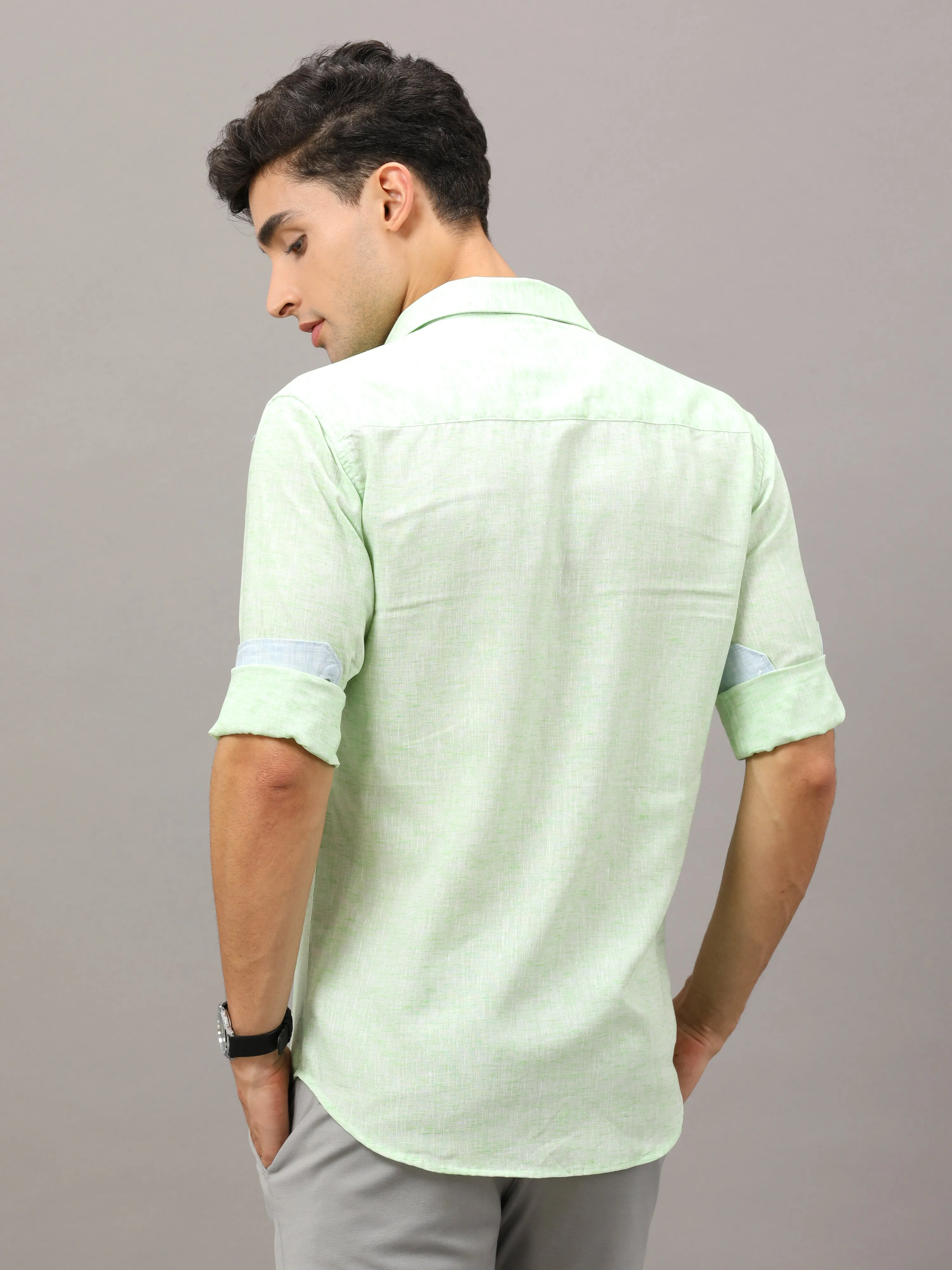 Light Green Fit Linen Shirt