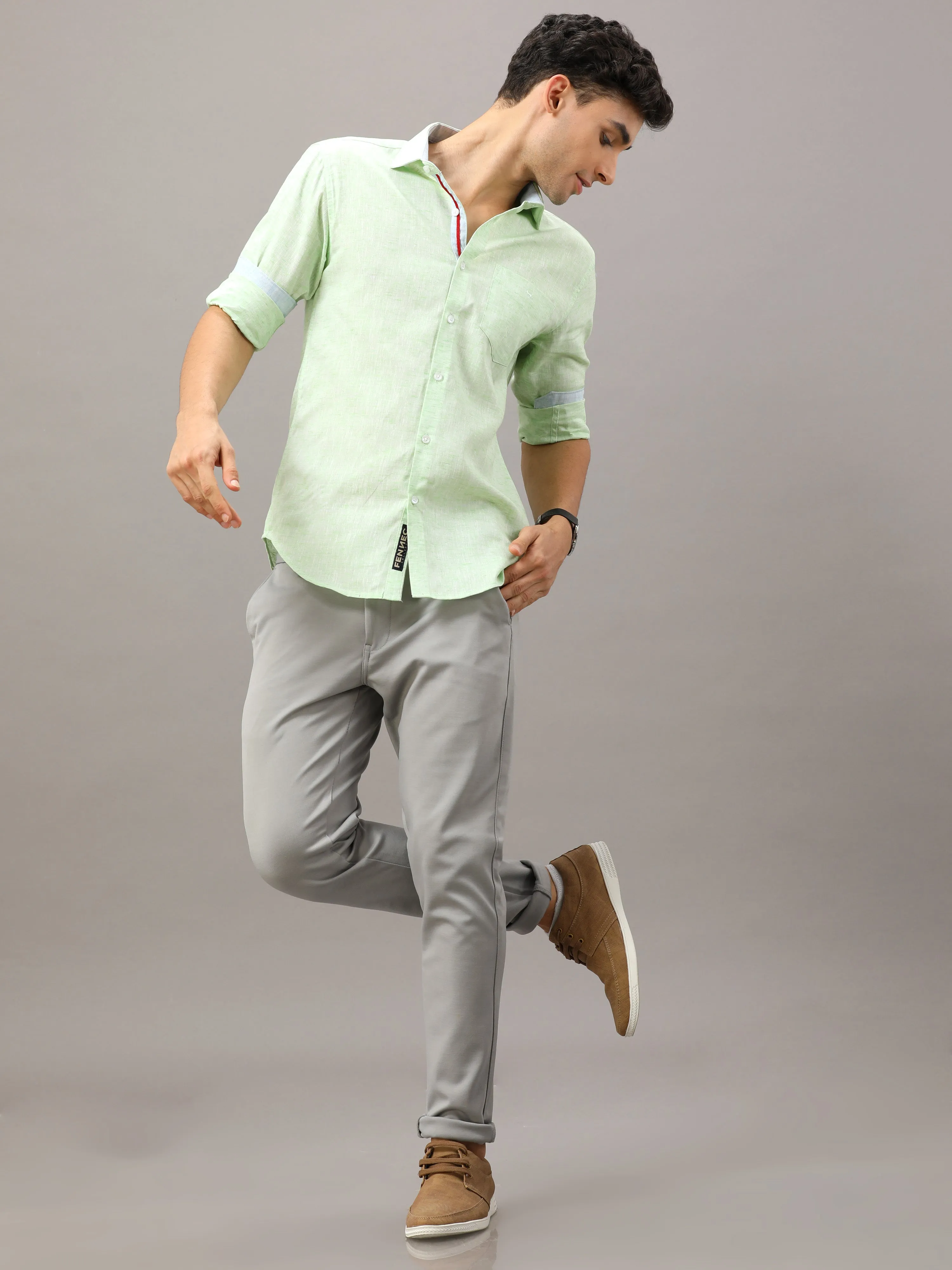 Light Green Fit Linen Shirt