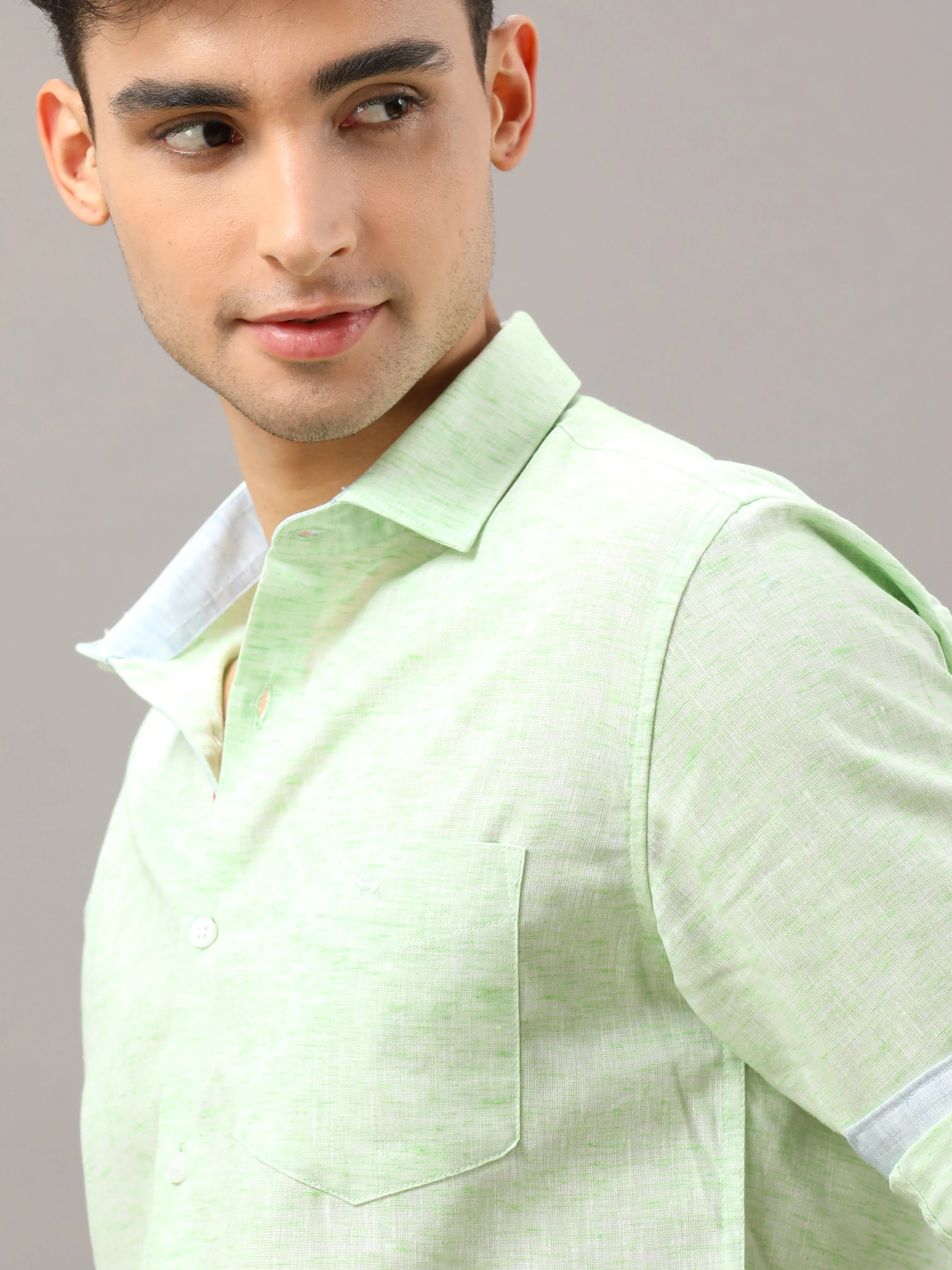 Light Green Fit Linen Shirt