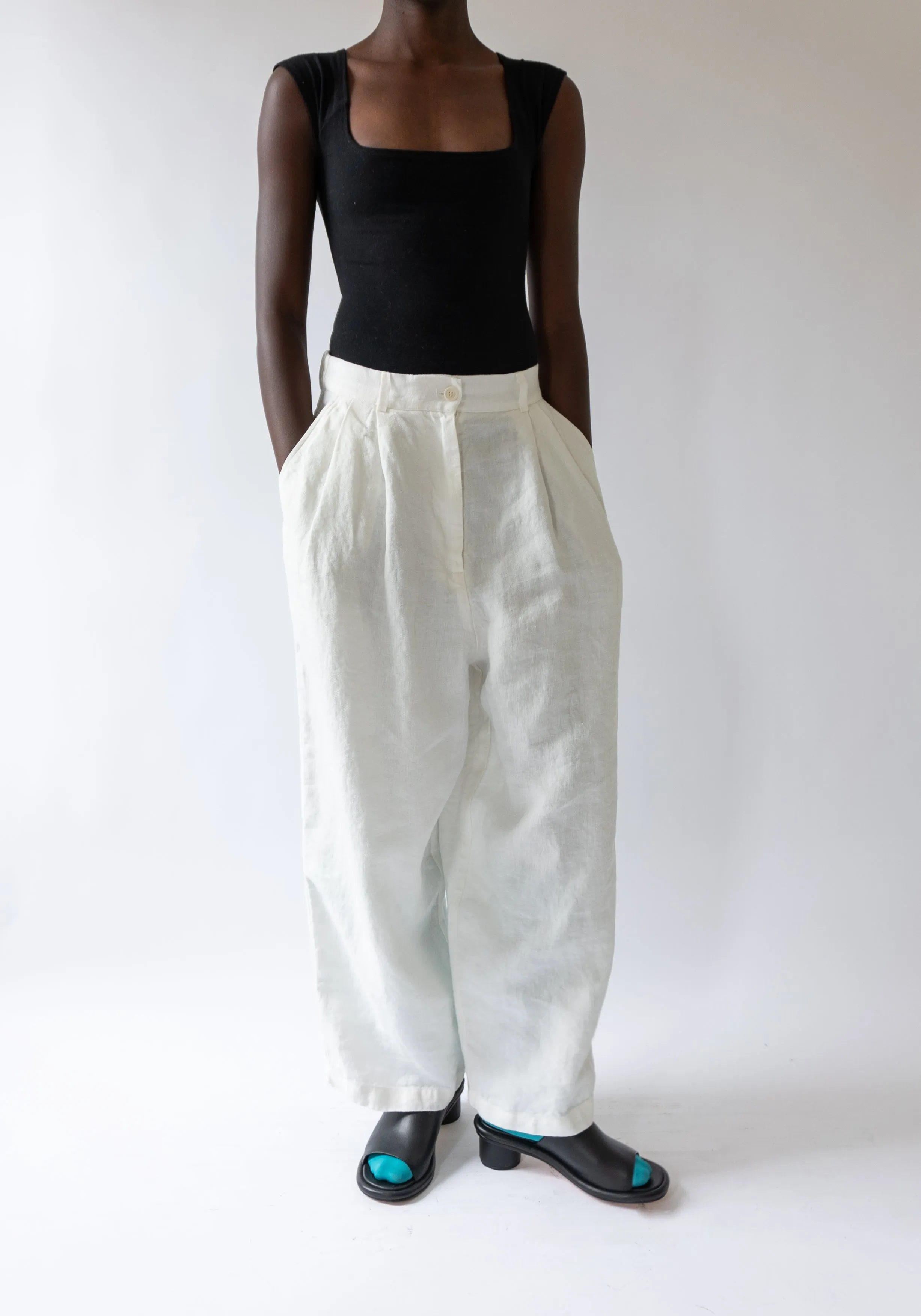 Linen Boy Trouser in Salt