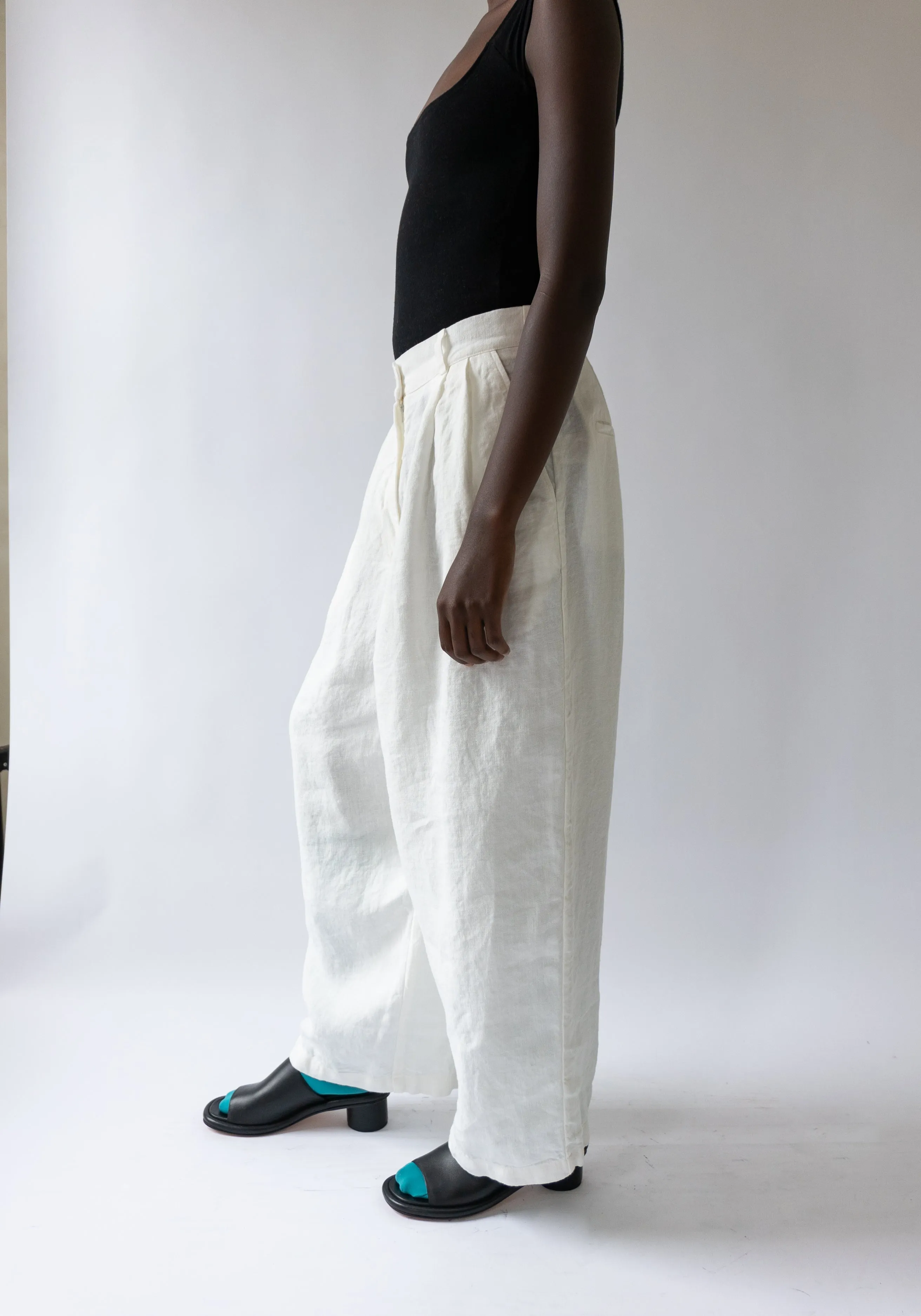 Linen Boy Trouser in Salt