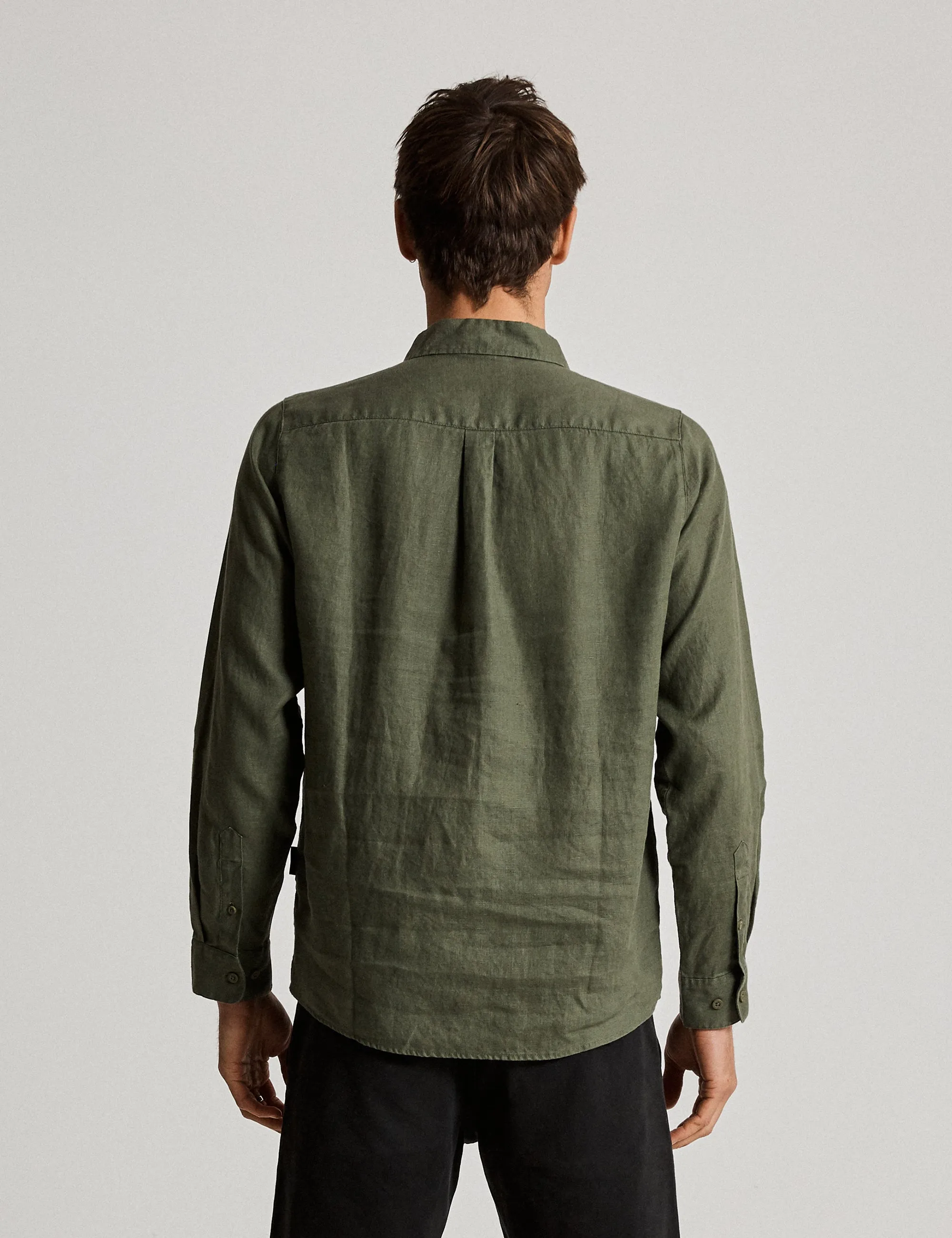 Linen Long Sleeve Shirt - Fatigue