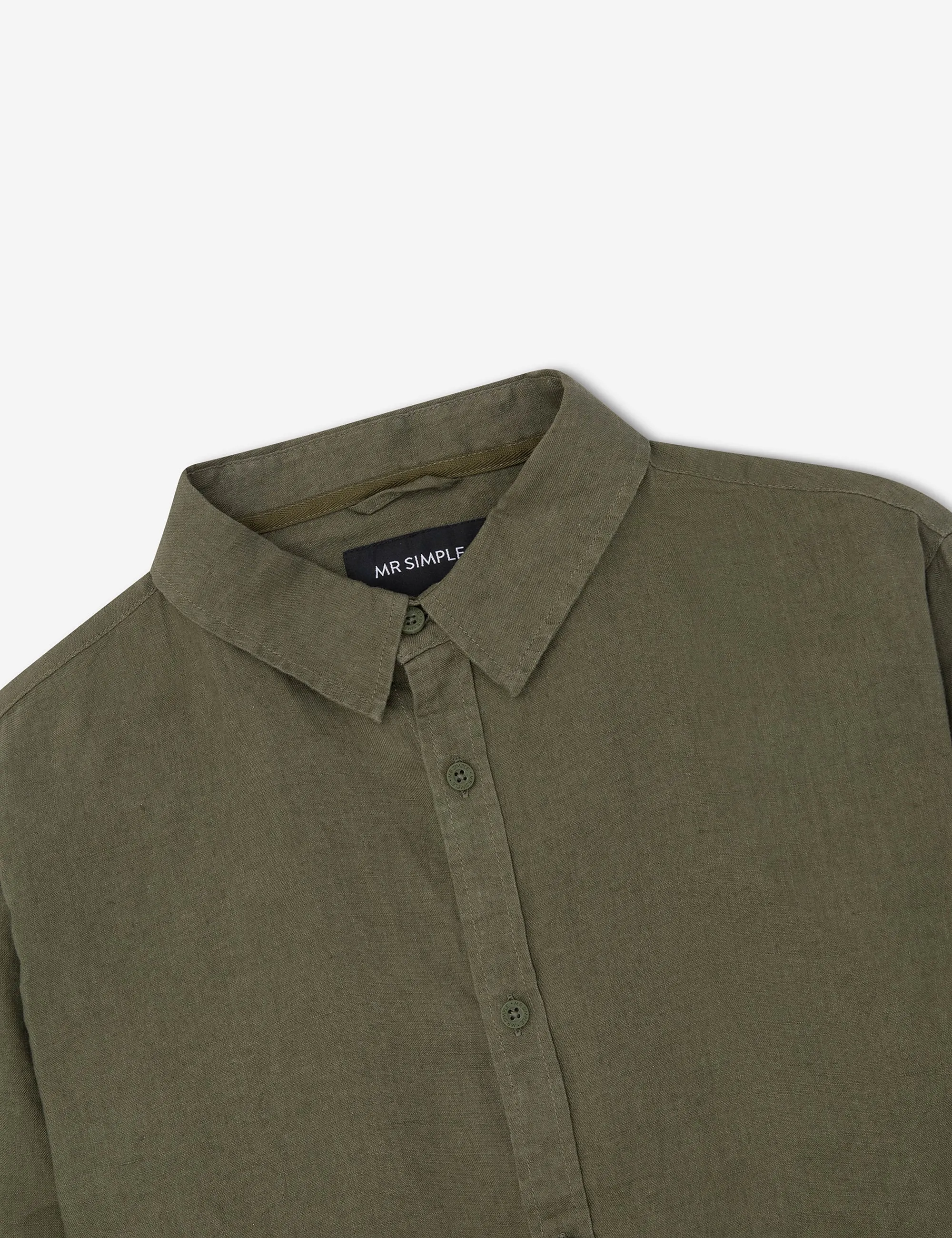 Linen Long Sleeve Shirt - Fatigue