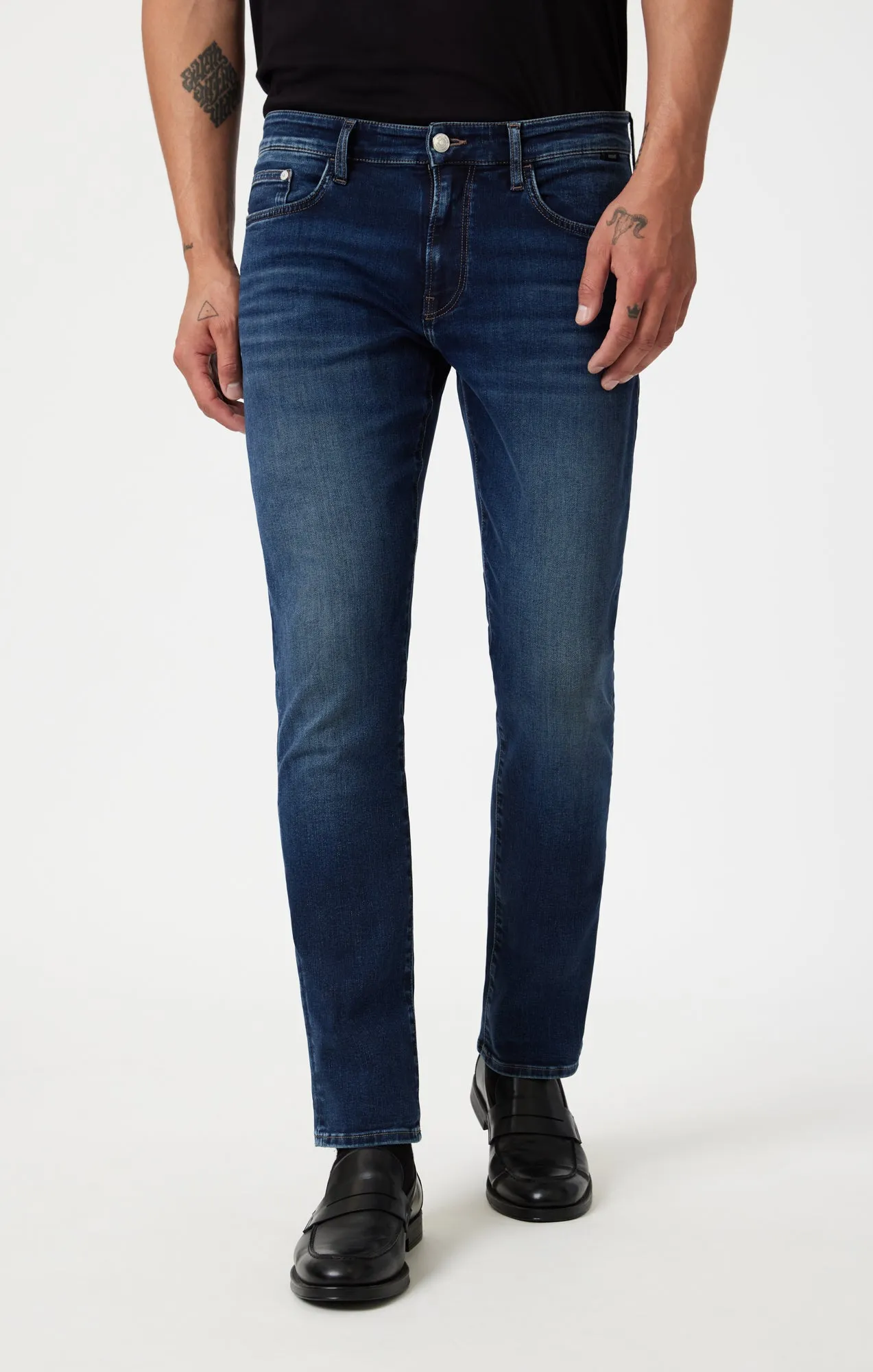 MARCUS SLIM STRAIGHT LEG IN DEEP BRUSHED FEATHER BLUE