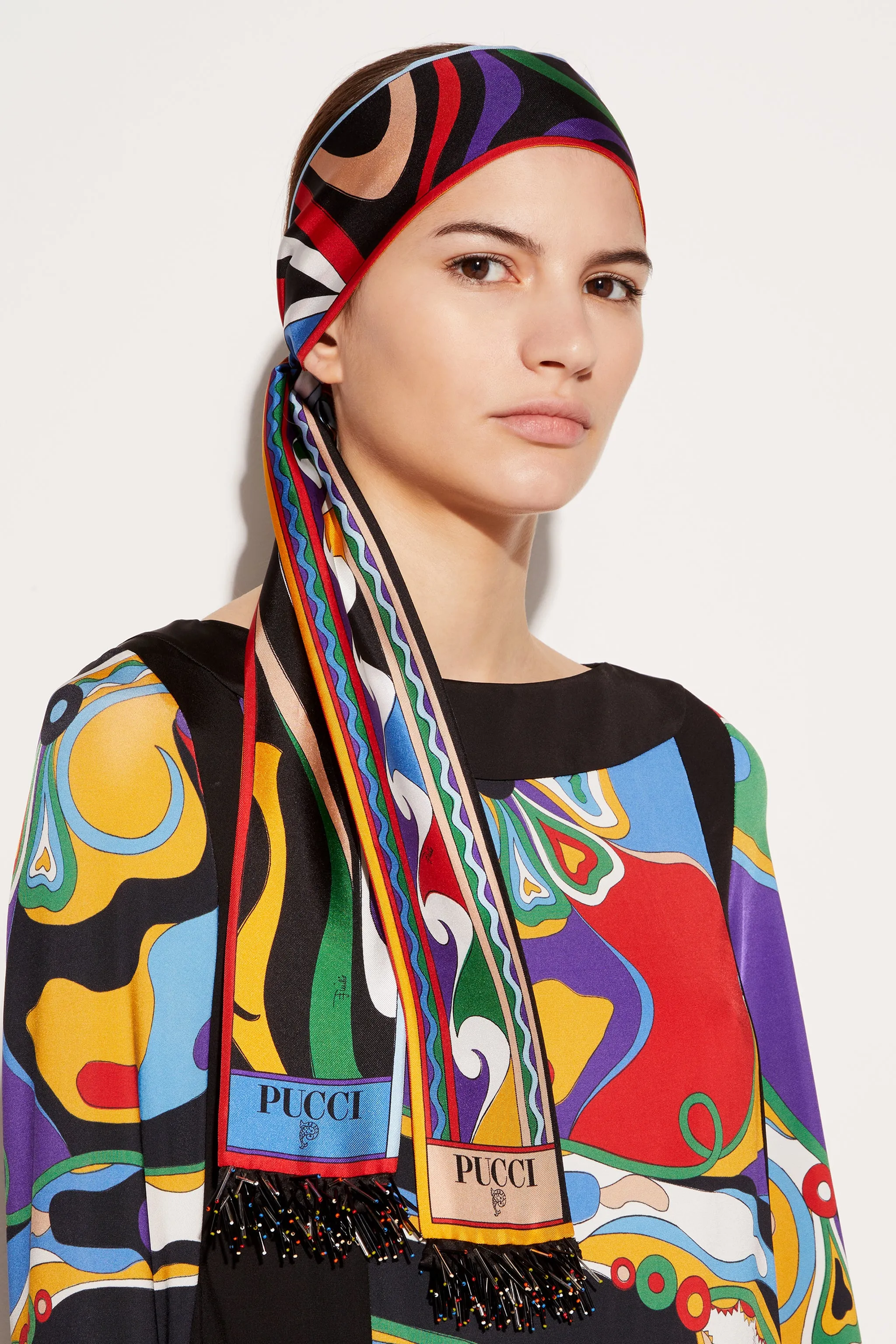 Marmo-Print Fringed Silk-Twill Scarf