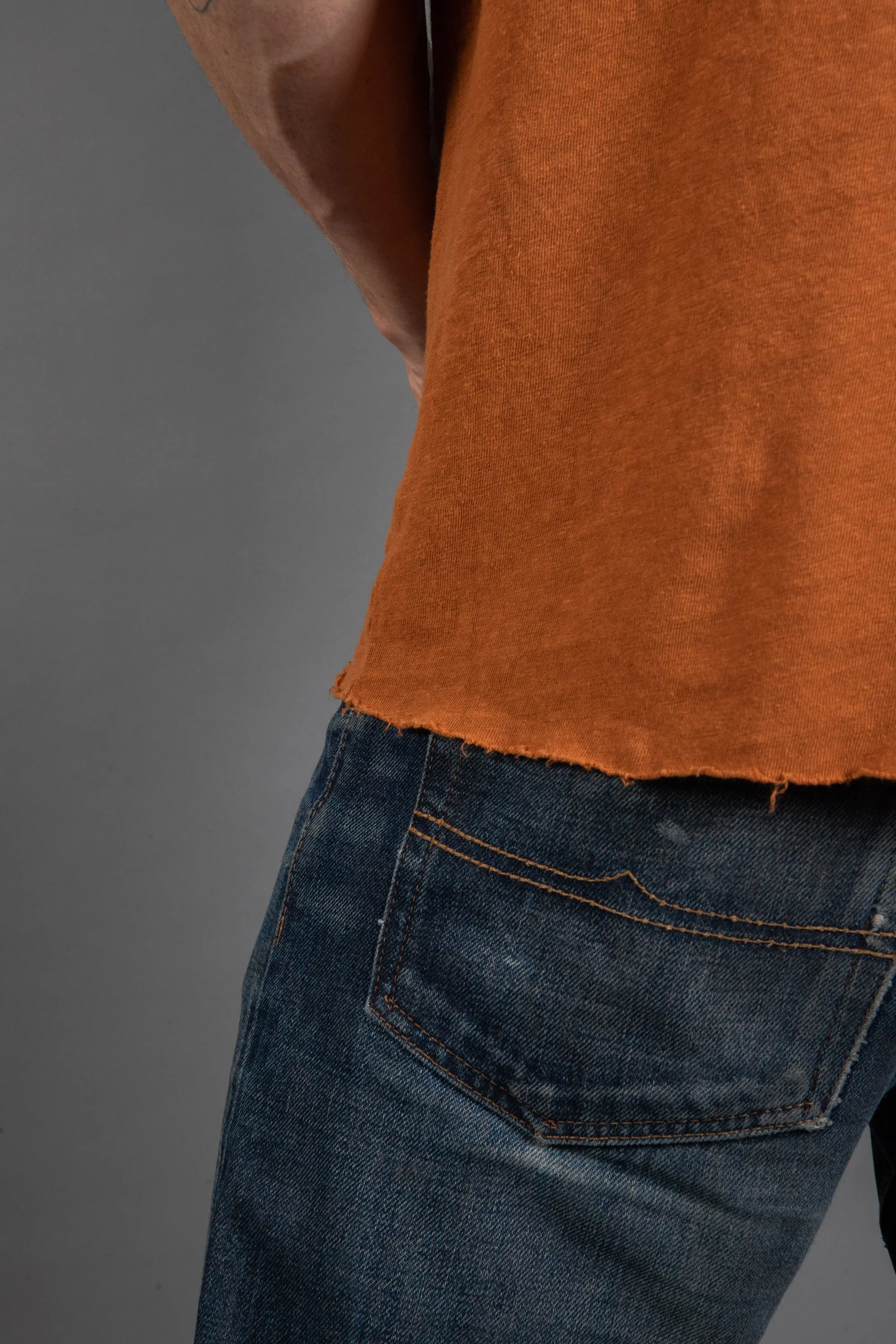 Men's Cotton Linen Patch Sleeve Tee