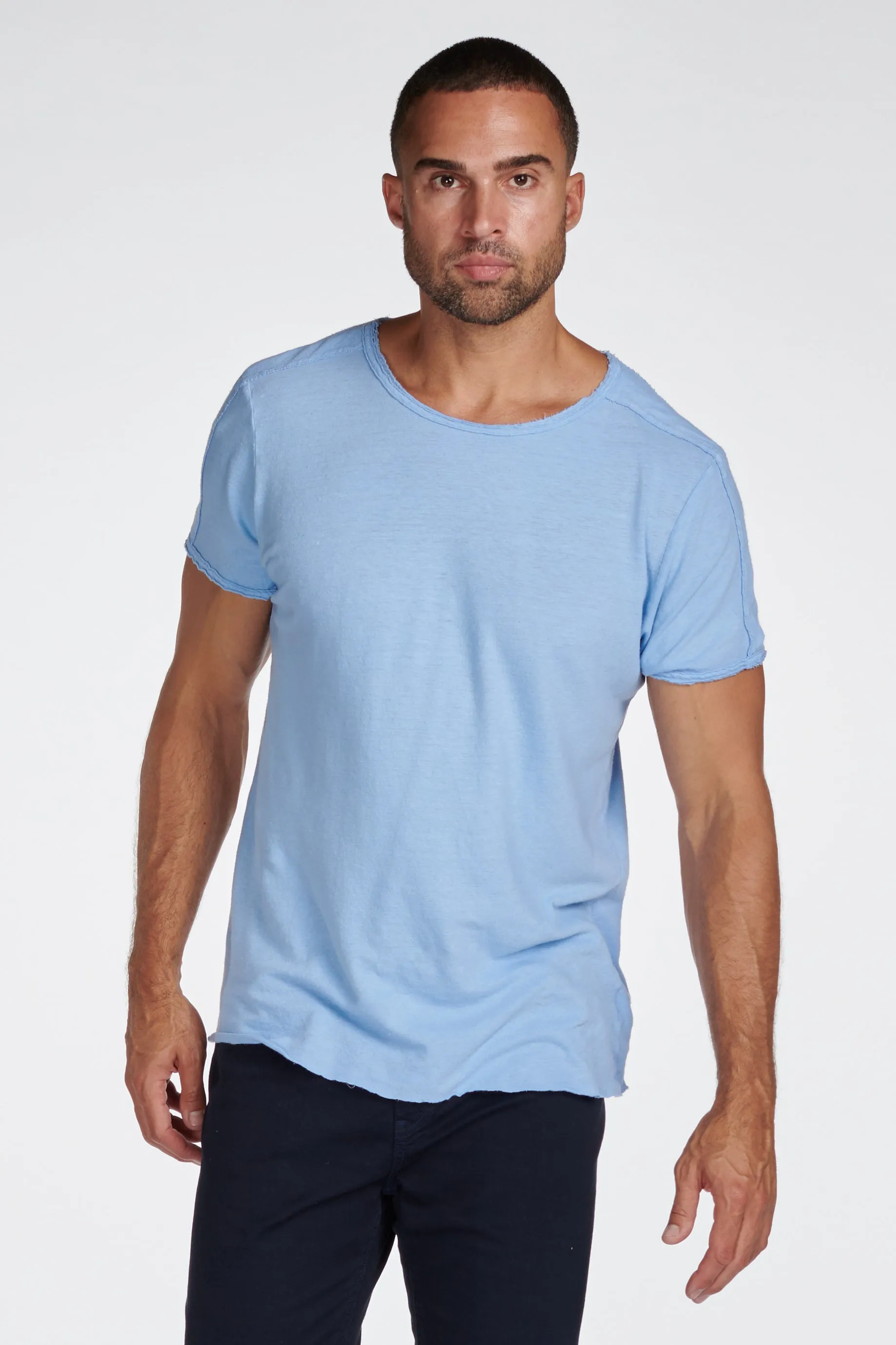 Men's Cotton Linen Patch Sleeve Tee