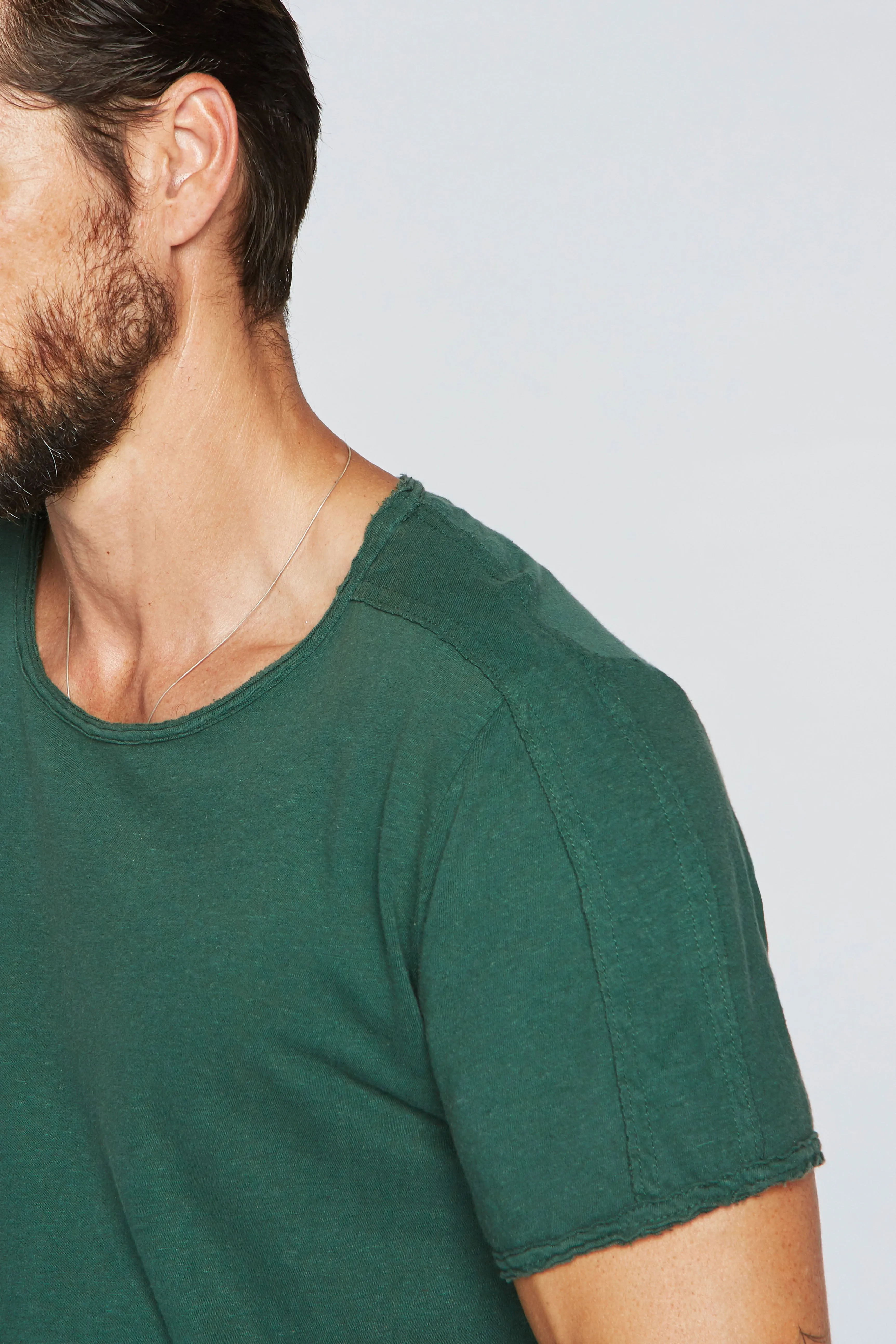 Men's Cotton Linen Patch Sleeve Tee