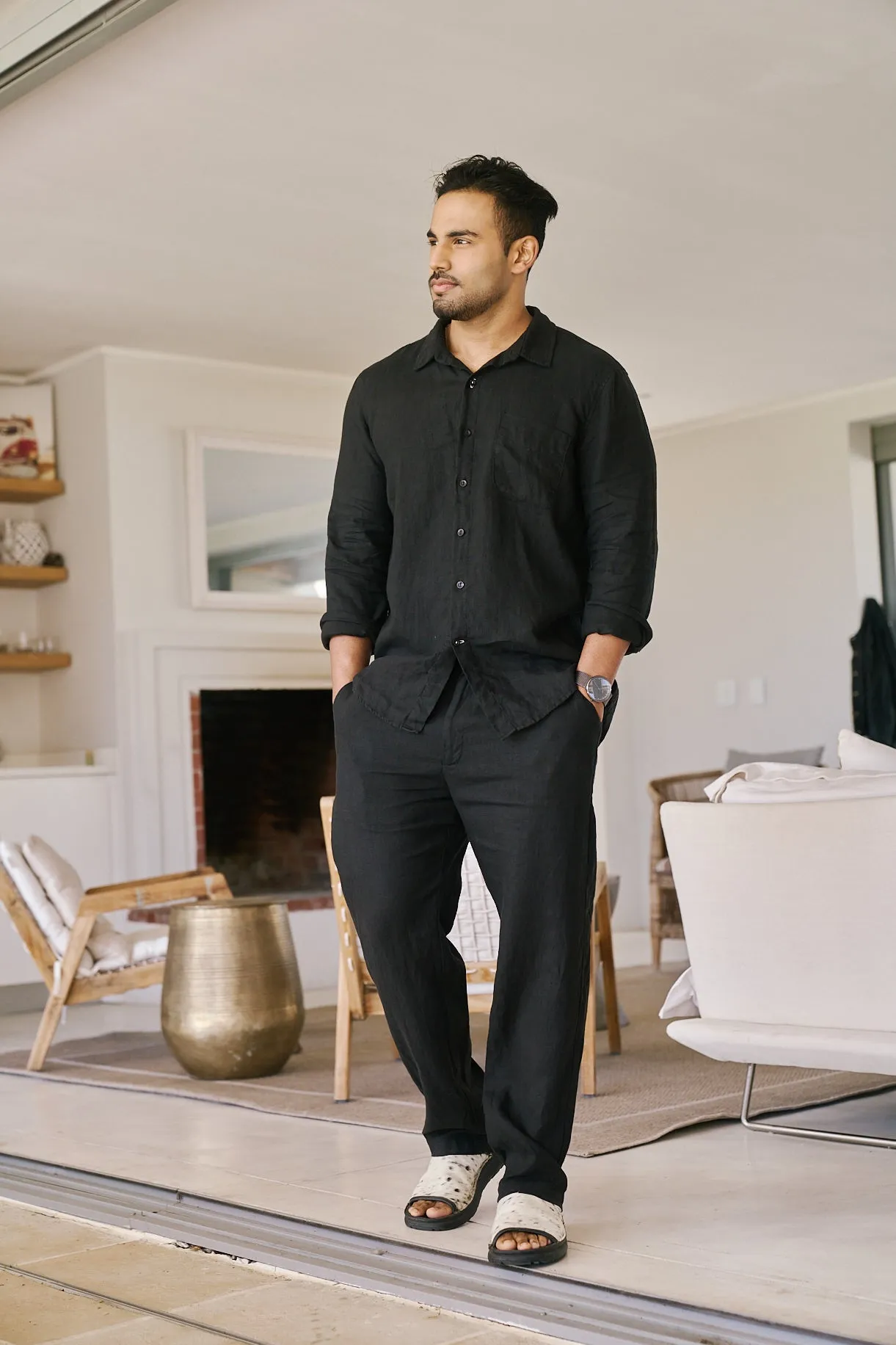 Mens Linen Shirt | Black