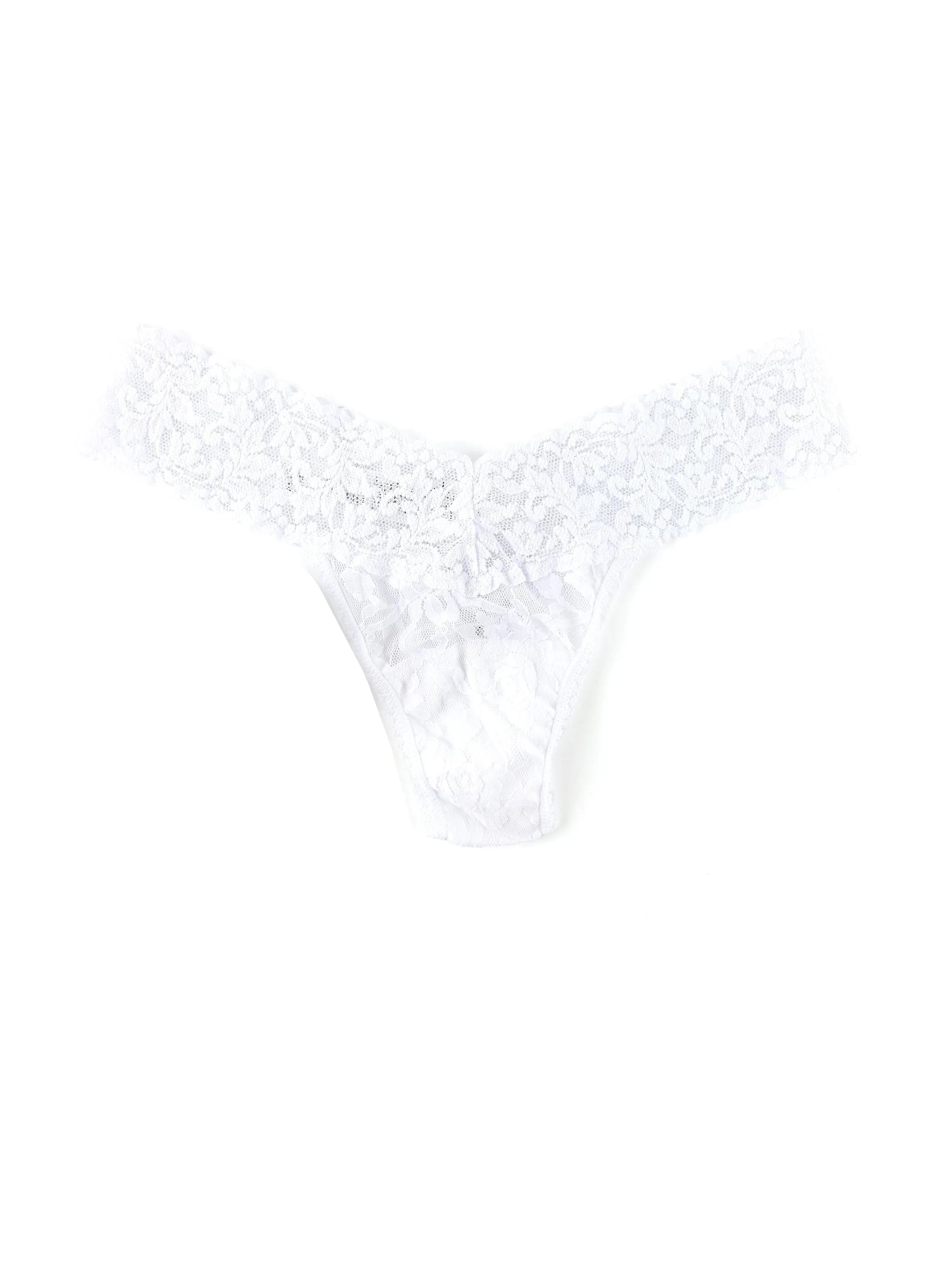 Petite Size Signature Lace Low Rise Thong White