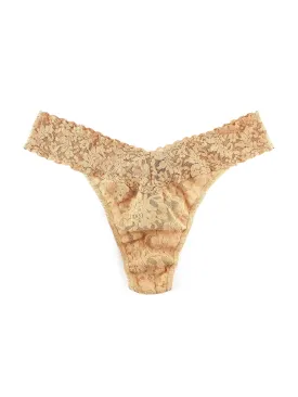 Plus Size Signature Lace Original Rise Thong Honey