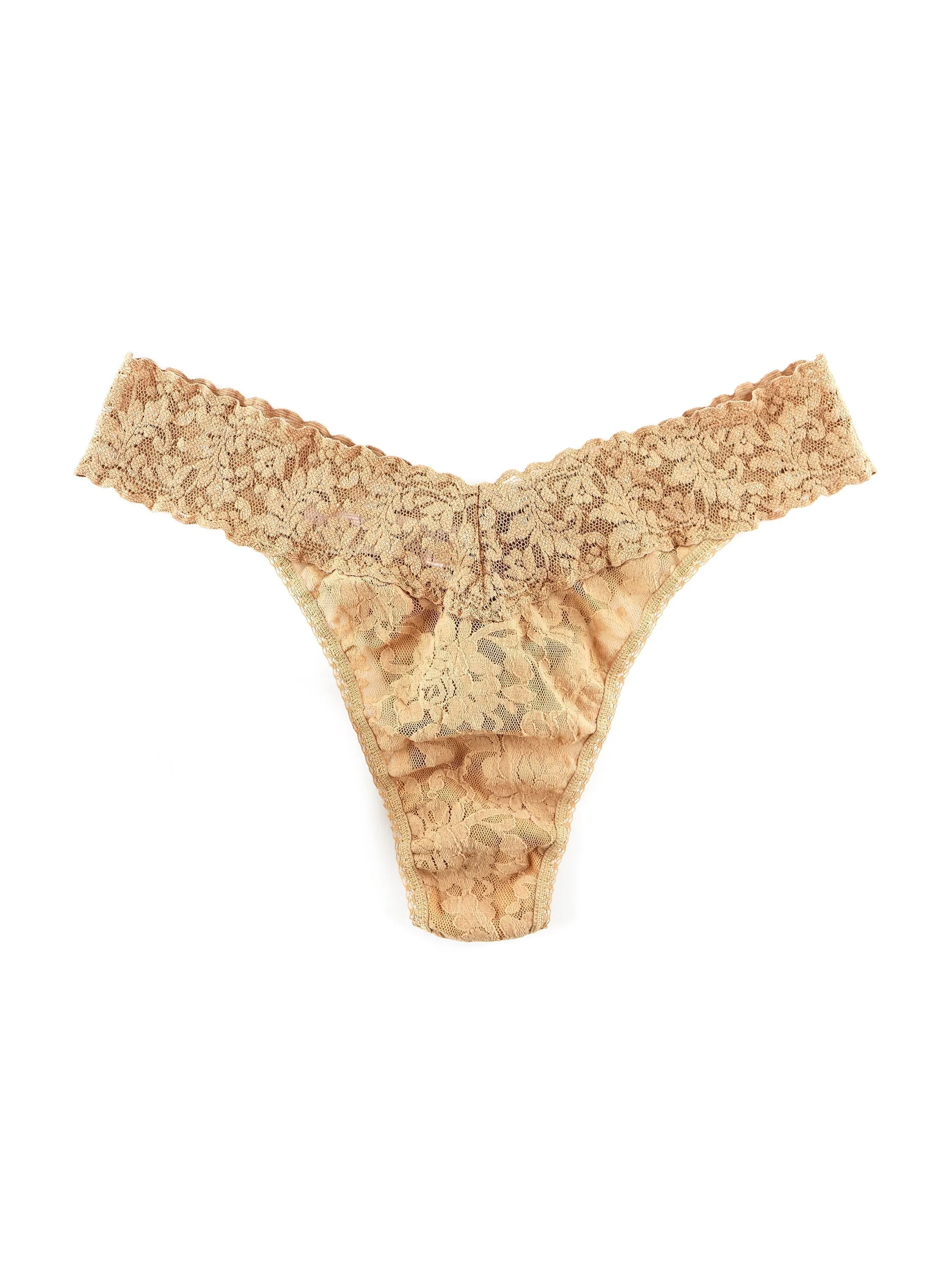 Plus Size Signature Lace Original Rise Thong Honey