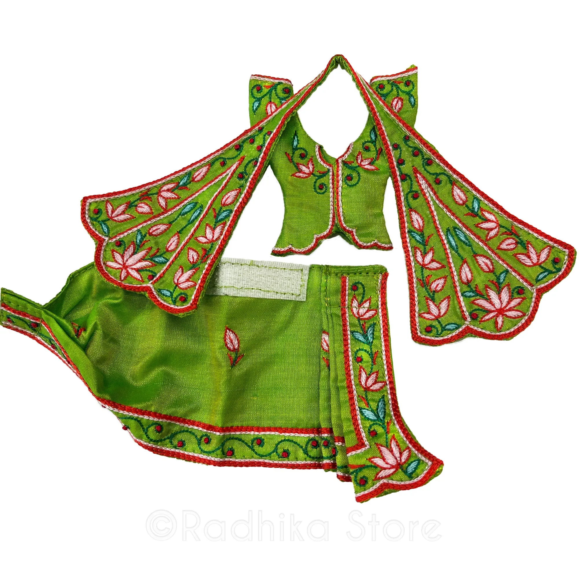 Prem Sarovara Lotus - All Silk - Pond Green - Gaura Nitai Deity Outfit