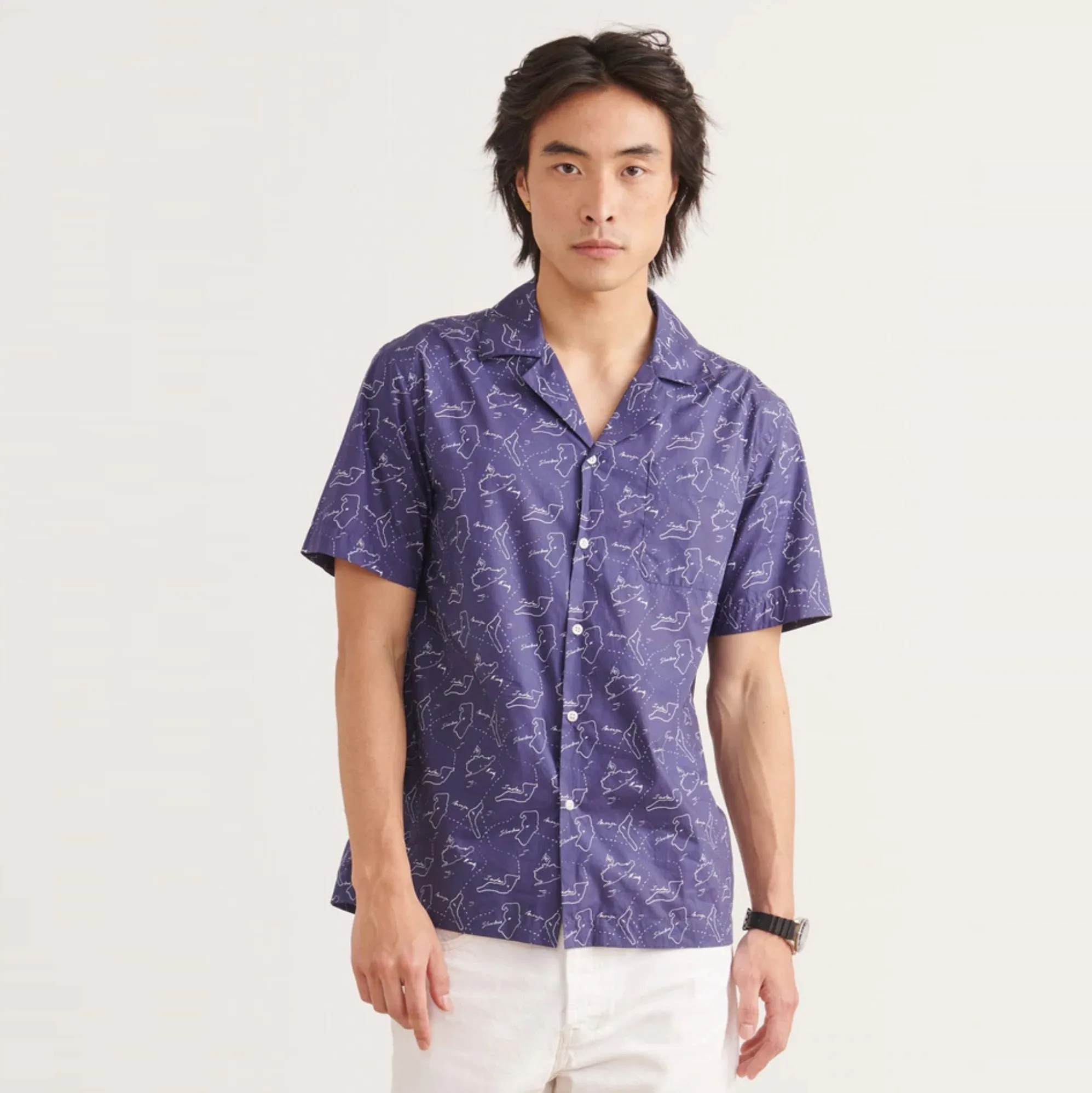 "Racing Print" Short-Sleeved Germain Shirt