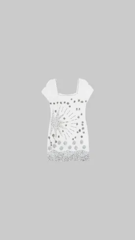 River Island White Silk Sequin Detail Bodycon Mini Dress