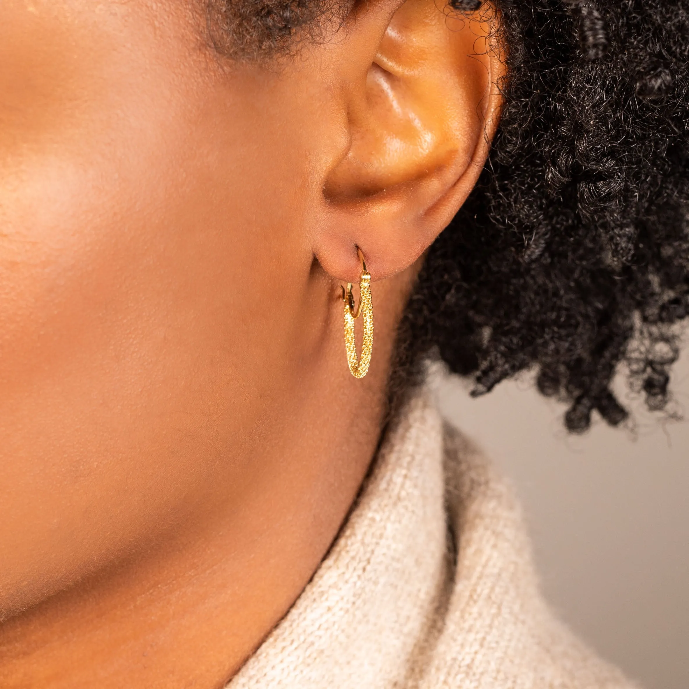 Small Gold Hoop Stardust Earrings