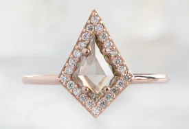 The Dahlia Ring with a Kite-Shaped Champagne Diamond