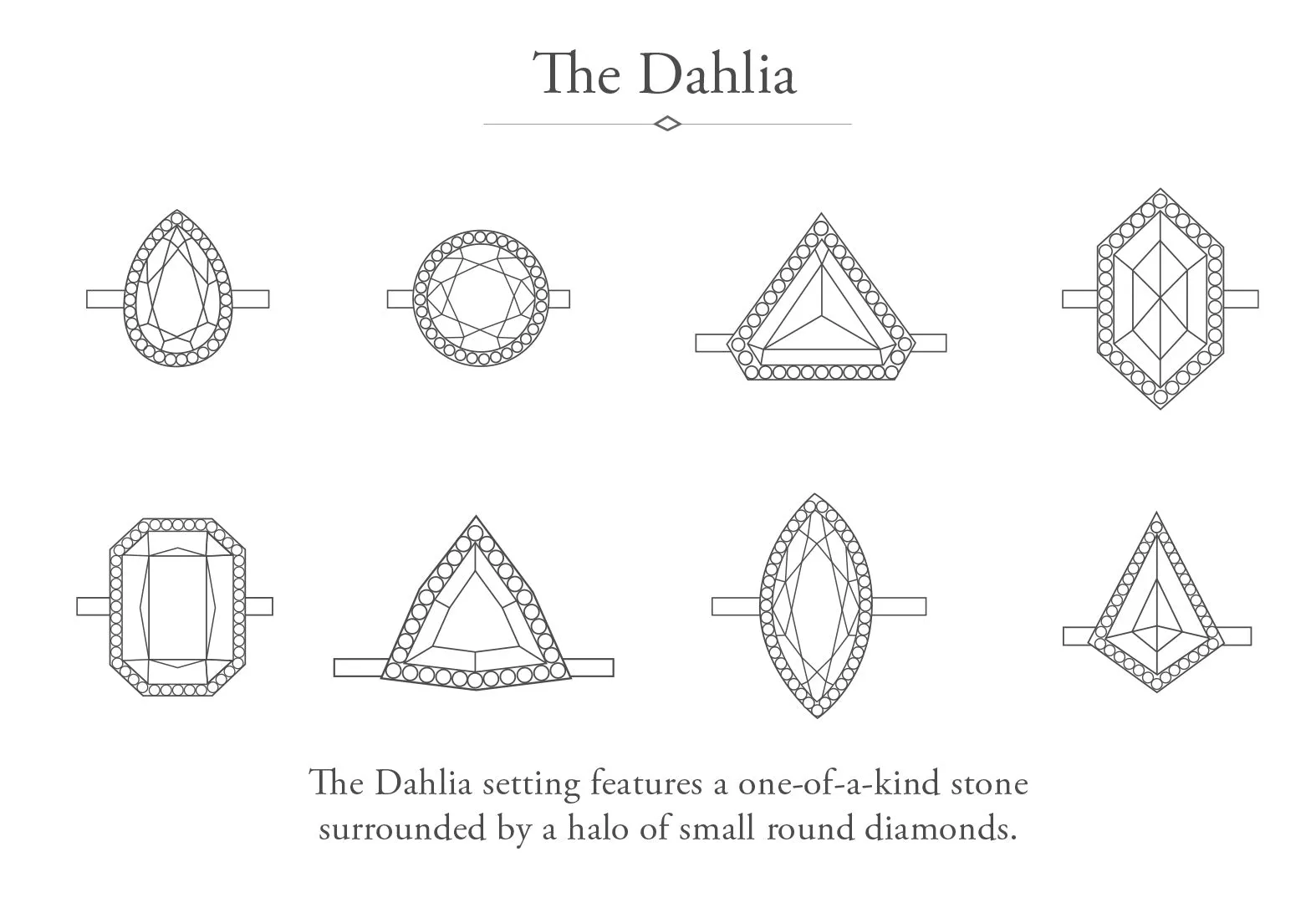 The Dahlia Ring with a Kite-Shaped Champagne Diamond