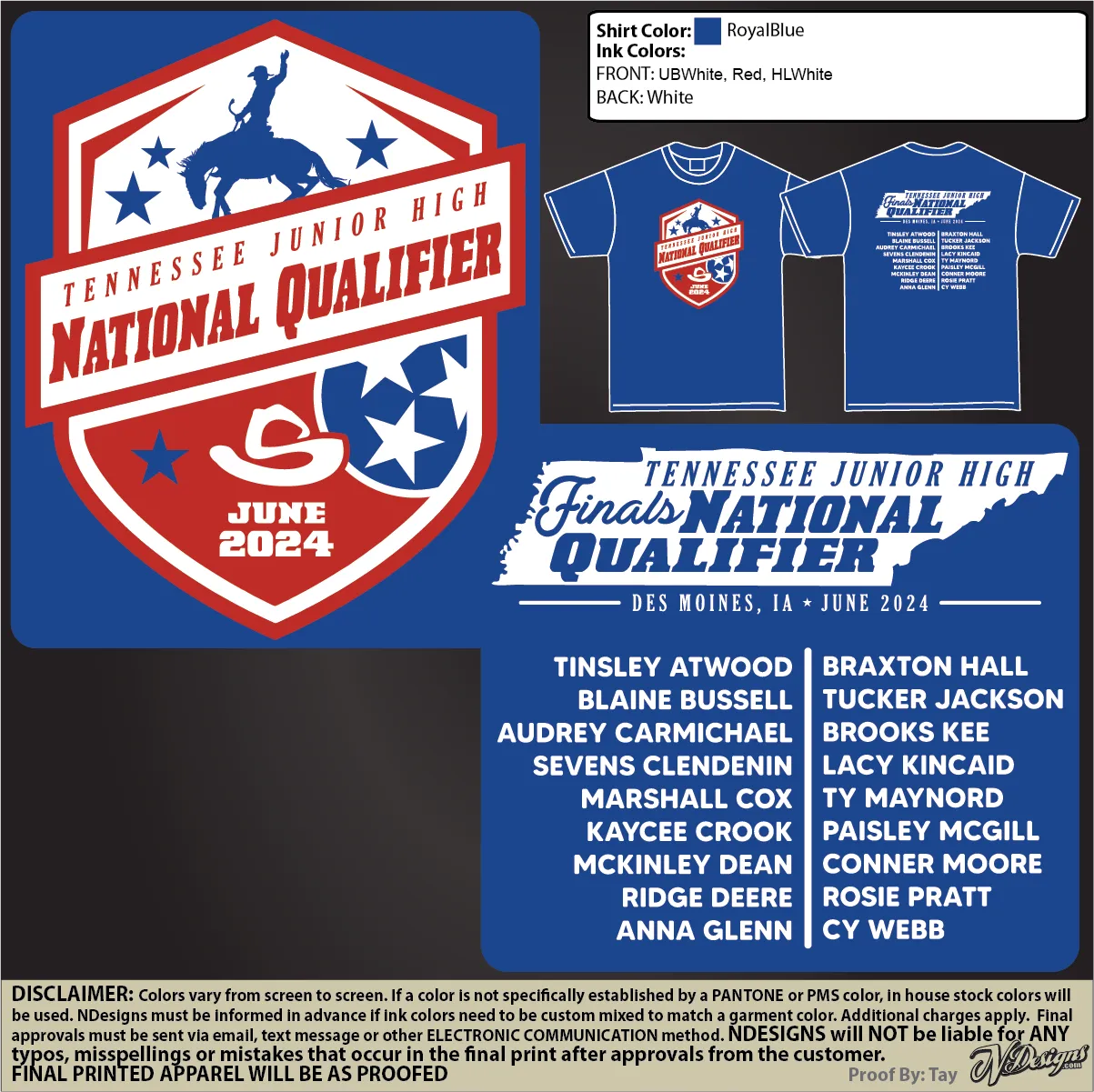 TN JR High Rodeo NATIONAL Qualifier  Short Sleeve