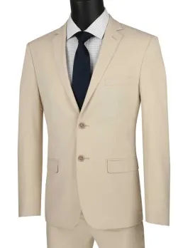 Ultra Slim Fit Stretch 2 Piece Suit Color Beige