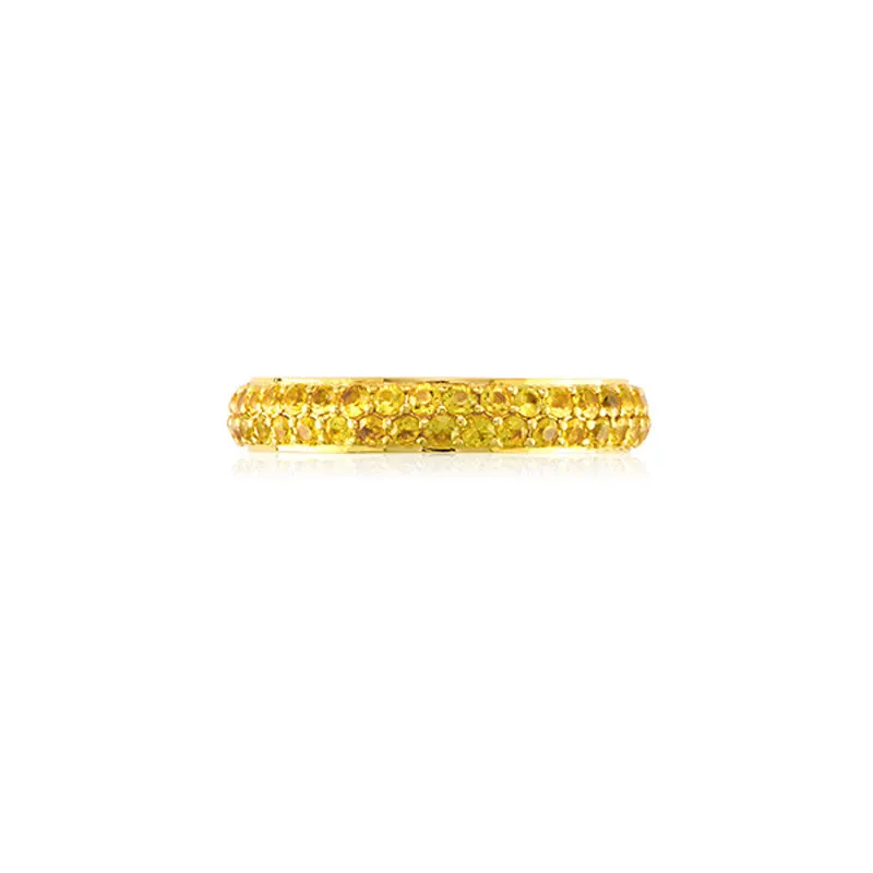 Varenna Jewel Two Row Pave Set Yellow Sapphire Eternity Band