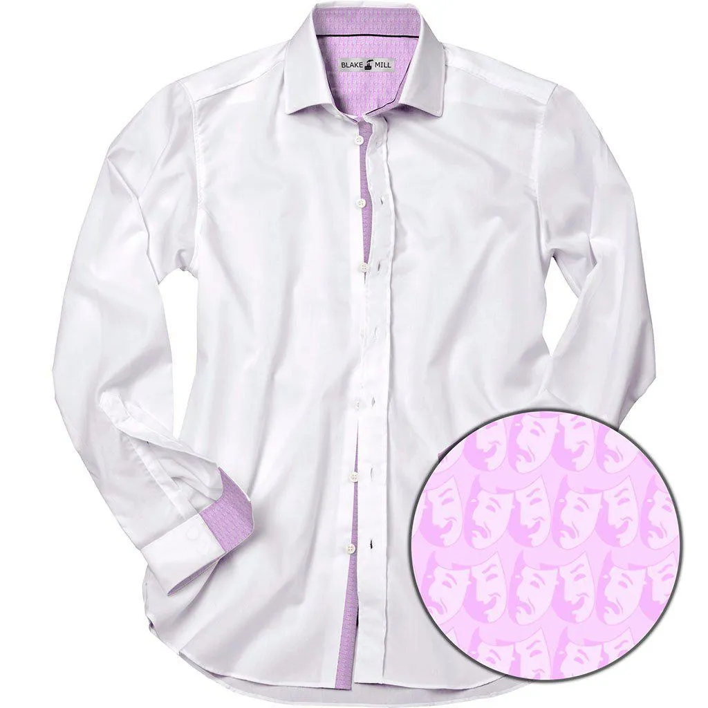 White With Comedy And Tragedy Pink Accents Shirt